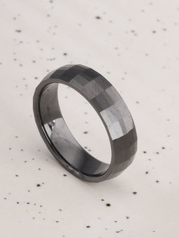 Palmonas - Black Check Box Ring For Mens