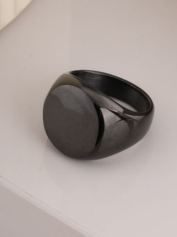 Palmonas - Classic Black Circle Ring For Mens