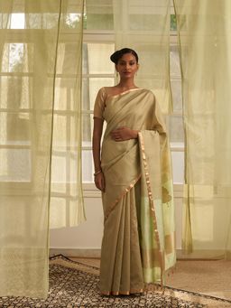 Five Point Five - Sage Green Amoha Saree with Unstitched Blouse
