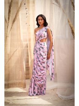 Charkhee - Lavender Drape Saree with Attached Blouse