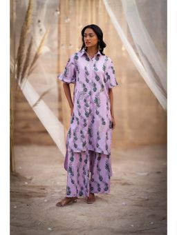 Charkhee - Lavender Hi Lo Printed Co-Ord (Set of 2)