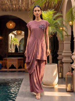 House of Fett - Pink Camelia Flared Palazzos