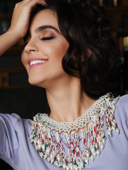 Odette - White Pearls Semi Studded Choker Necklace