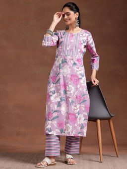 Libas - Lavender Floral Kurta and Palazzo (Set of 2)