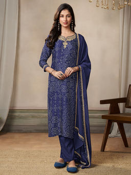 Seerat - Blue Embroidered Kurta with Pant and Dupatta (Set of 3)
