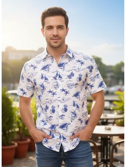 RIGO - Men White Cotton Cut Away Collar Casual Shirt