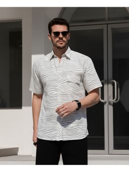 RIGO - Men Light Green Rayon Printed Cut Away Collar Casual Shirt