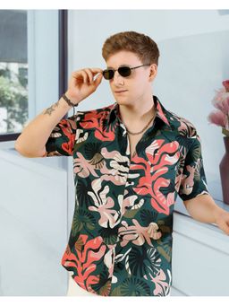 RIGO - Men Cut Away Collar Green Casual Shirt