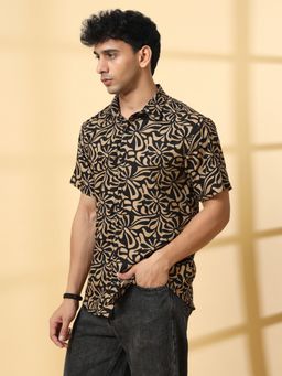 RIGO - Men Cut Away Collar Black Casual Shirt