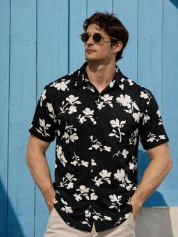 RIGO - Men Cut Away Collar Charcoal Casual Shirt