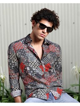 RIGO - Men Rayon Cut Away Collar Blue Casual Shirt