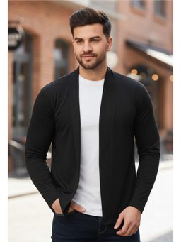 RIGO - Men Black Cotton Solid Shrug