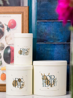 Living With Elan - Country Flour, Rice & Pulses Multipurpose Canisters - Set Of 3