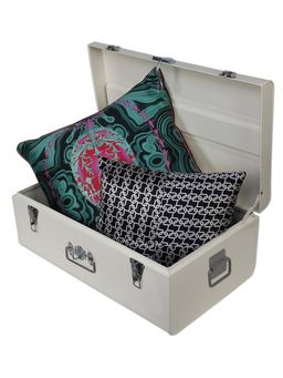 Living With Elan - White Metal Vintage Storage Trunk