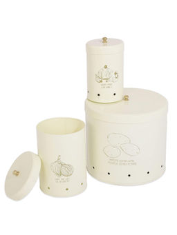 Living With Elan - Country Potato/Onion/Garlic Stainless Steel Storage Canister (Set Of 3)