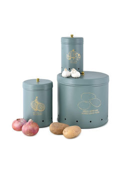 Living With Elan - Country Potato/Onion/Garlic Stainless Steel Storage Canister (Set Of 3)