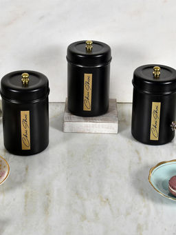 Living With Elan - Stainless Steel Round Chai Shai/Chini Shini Canister - Set Of 3
