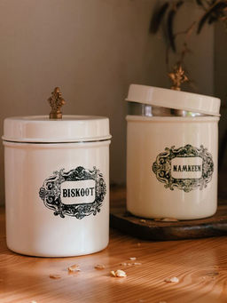 Living With Elan - Stainless Steel Namkeen Biscuit Canisters (Set Of 2)