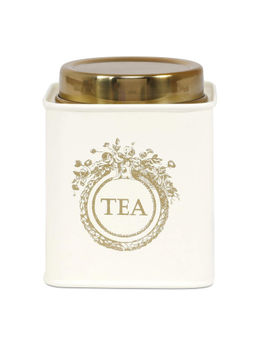 Living With Elan - Off White Stainless Steel Dreamer Tea Canister