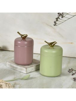 Living With Elan - Bird Curve Air-Tight Stainless Steel Round Container with Lid - Set Of 2