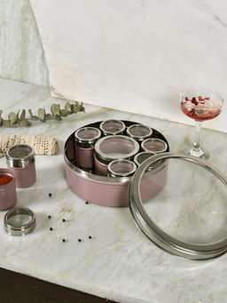 Living With Elan - 9 Compartments stainless Steel Spice Box