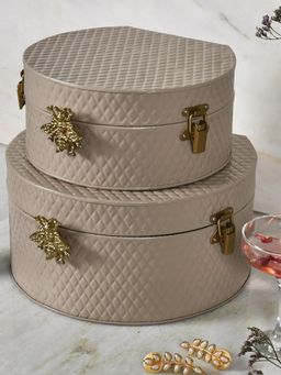 Living With Elan - Beige The Royal Hive Tufted Trunk Box (Set Of 2)