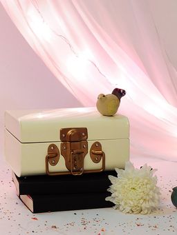 Living With Elan - Off White Vintage Style Buxa Metal Trunk