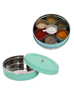 Living With Elan - Aqua Stainless Steel Spice Box and Roti Box (Set Of 2)