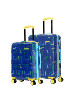 Nasher Miles - Denver Polycarbonate Printed Luggage Navy Blue Trolley Bags (Pack of 2) (M)