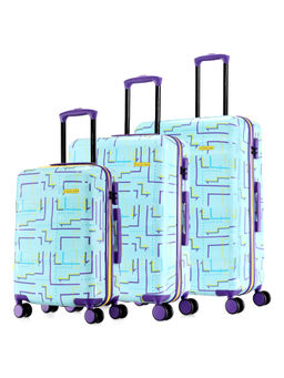 Nasher Miles - Denver Printed Luggage Light Blue Trolley Bags (Pack of 3) (L)