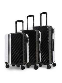 Nasher Miles - Vegas Polycarbonate Luggage Black & White Trolley Bags (Pack of 3) (L)
