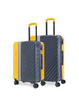 Nasher Miles - Vegas Hard-Sided Polycarbonate Luggage Yellow & Grey Trolley Bags (Pack of 2) (L)