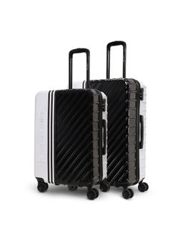Nasher Miles - Vegas Polycarbonate Luggage Black & White Trolley Bags (Pack of 2) (L)