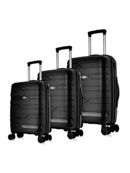 Nasher Miles - Paris Hard-Sided Polypropylene Luggage Black Trolley Bags (Pack of 3) (L)