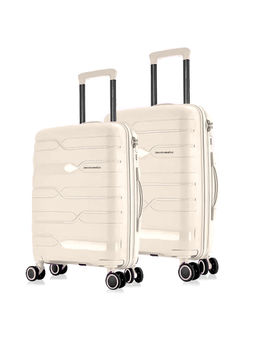 Nasher Miles - Paris Hard-Sided Polypropylene Luggage White Trolley Bags (Pack of 2) (L)