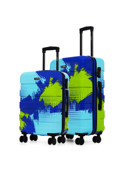 Nasher Miles - Jet Set Go Real Hard-Sided Printed Luggage Blue Green Trolley Bags (Pack of 2) (M)