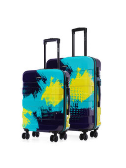 Nasher Miles - Jet Set Go Real Hard-Sided Printed Luggage Teal Indigo Trolley Bags (Pack of 2) (M)