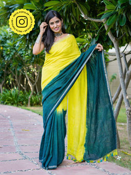 Eternity by Sakshi - Green Ombre Multi-Color Saree with Unstitched Blouse