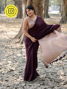 Eternity by Sakshi - Burgundy Mocha Office Saree with Unstitched Blouse