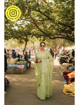 Eternity by Sakshi - Green Molten Saree with running blouse