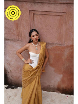 Eternity by Sakshi - Molten Metal Gold Saree without Blouse