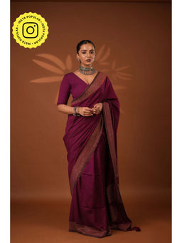 Eternity by Sakshi - Magenta Shakti Embroidered Saree and Unstitched Blouse