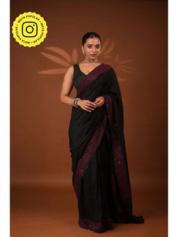 Eternity by Sakshi - Black Shakti Embroidered Saree and Unstitched Blouse