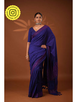 Eternity by Sakshi - Blue Shakti Embroidered Saree and Unstitched Blouse