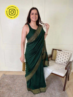 Eternity by Sakshi - Green Shakti Embroidered Saree and Unstitched Blouse