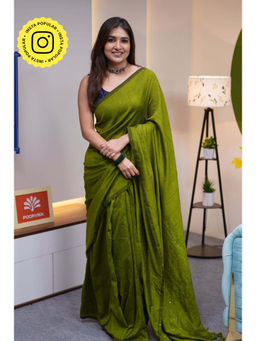 Eternity by Sakshi - Green Rozana Saree with Unstitched Blouse