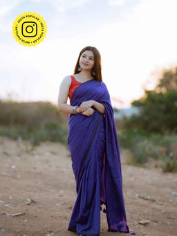 Eternity by Sakshi - Purple Rozana Saree with Unstitched Blouse