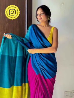 Eternity by Sakshi - Multi-Colour Hues Of Colours Office Saree with Unstitched Blouse
