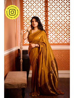 Eternity by Sakshi - Mustard Yellow Polka Saree with Unstitched Blouse