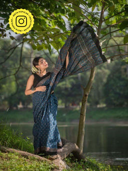 Eternity by Sakshi - Indigo Malang Saree with Unstitched Blouse